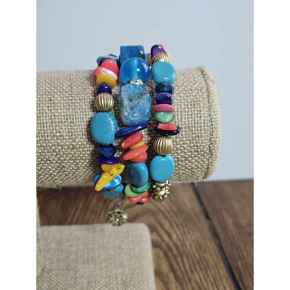 Vintage Starry Blue Diamond Multi-Layer Bracelet Bohemianâ Faux Turquoise Beaded